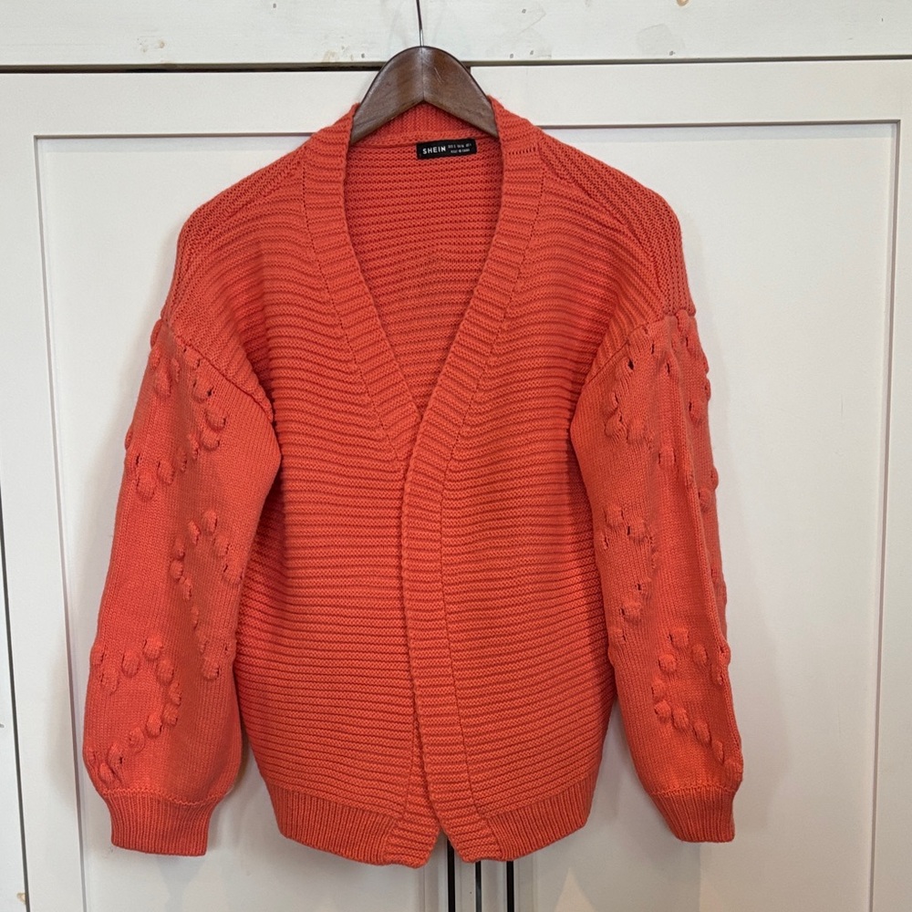 Women's Orange Cardigan Sweater
